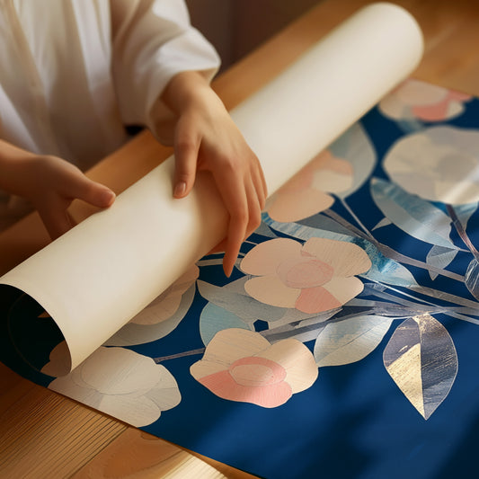 Silver Petals On Midnight Blue