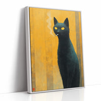 Midnight Cat Against Golden Dawn