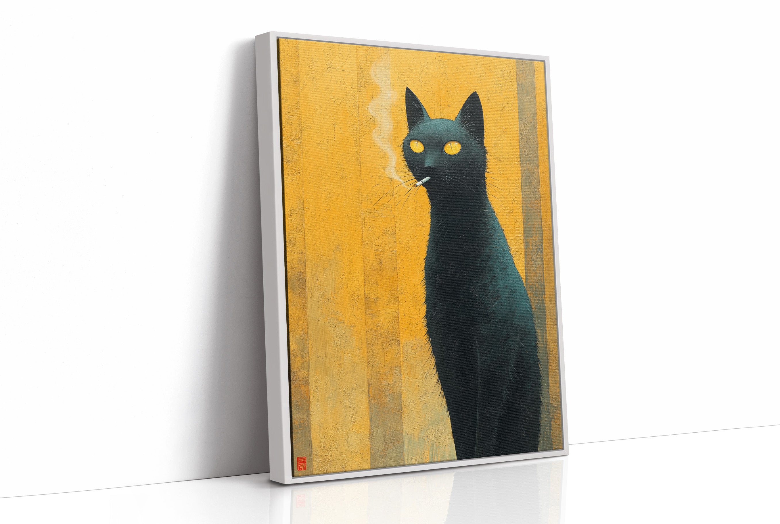 Midnight Cat Against Golden Dawn