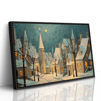 Moonlit Village Awaits December Snow