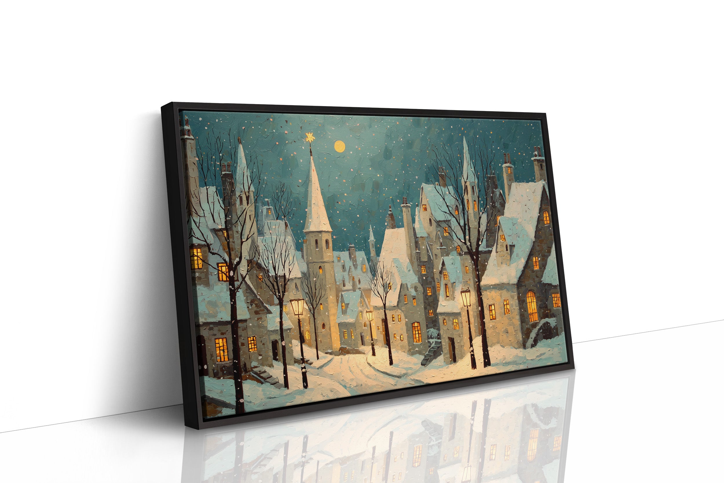 Moonlit Village Awaits December Snow