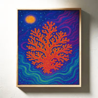 Cosmic Coral Under Moonlight