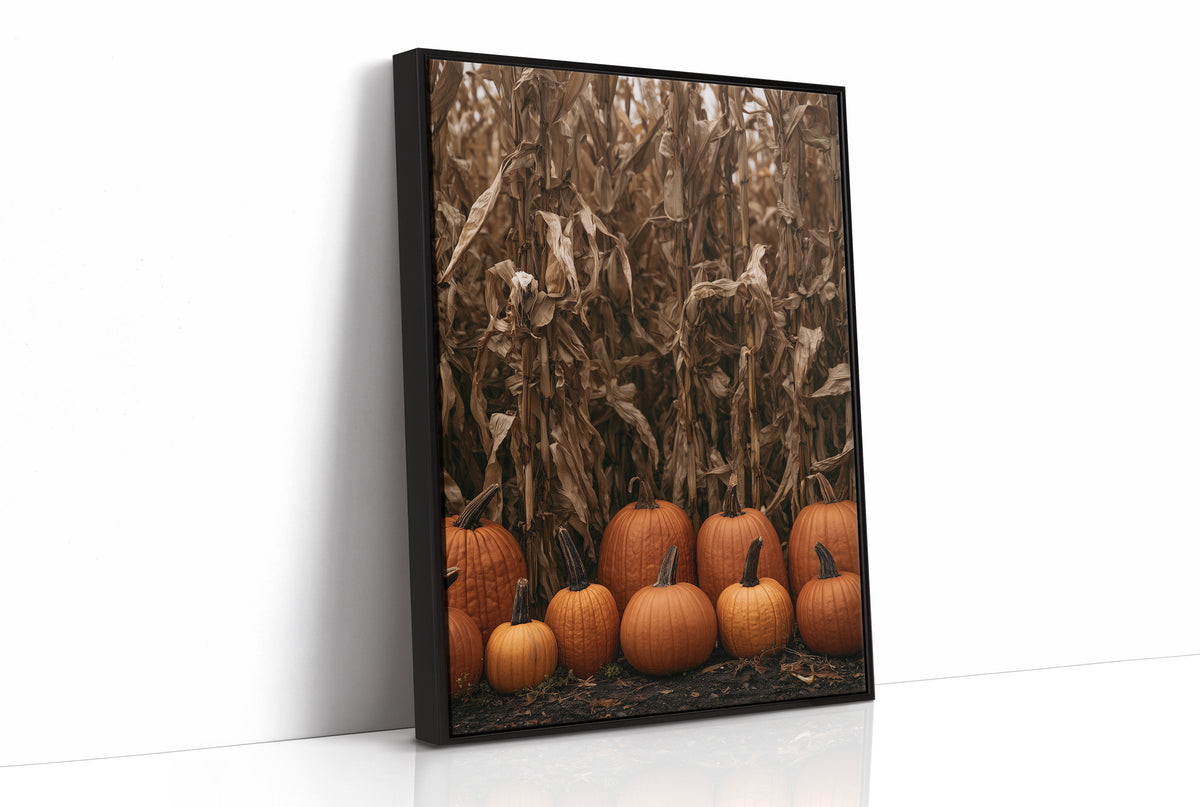 Lineup At The Corn Maze, print in a black frame