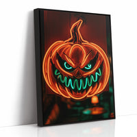 Glow Up, Grin Wide, Scare Hard, print in a black frame