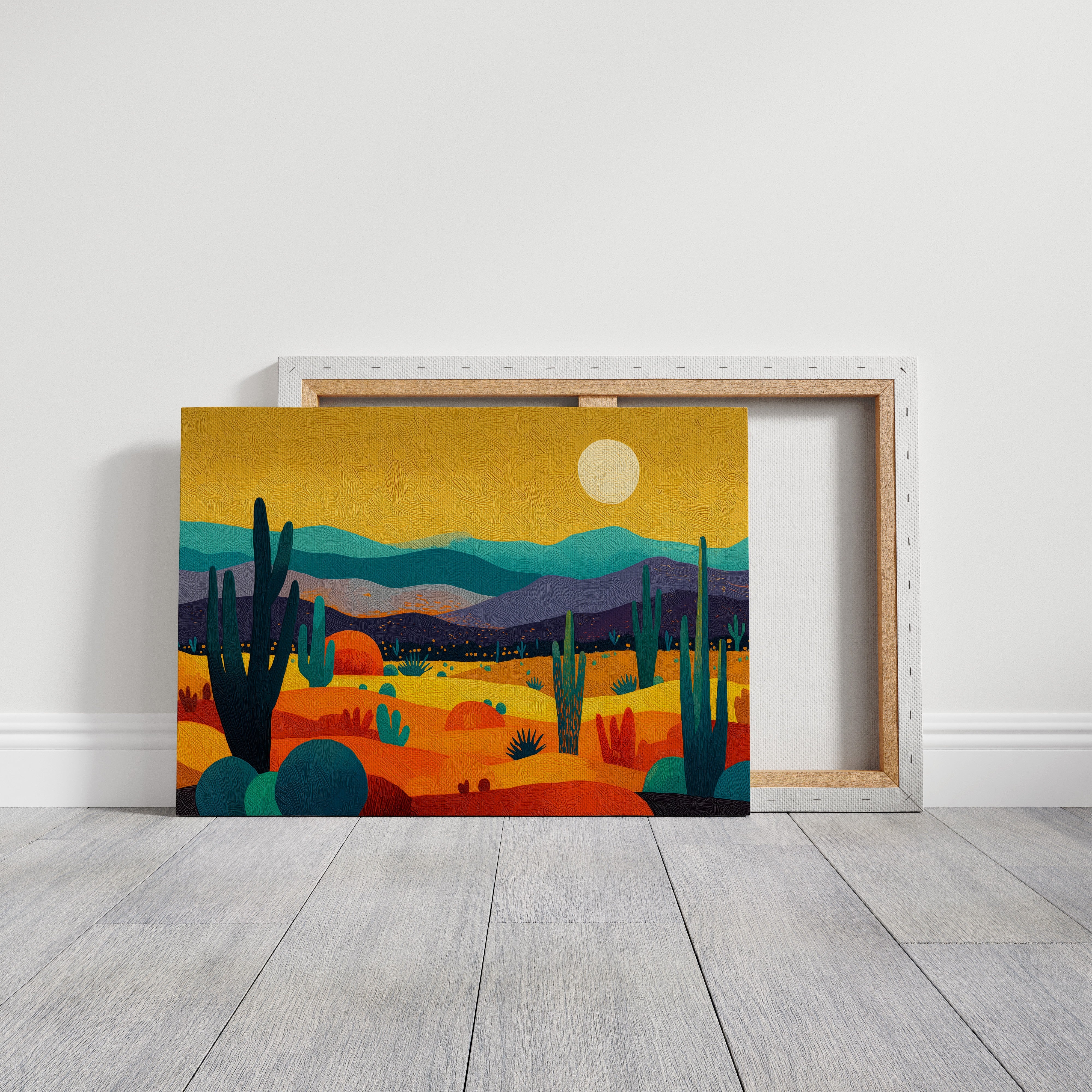 Saguaros Dance Under Golden Moons