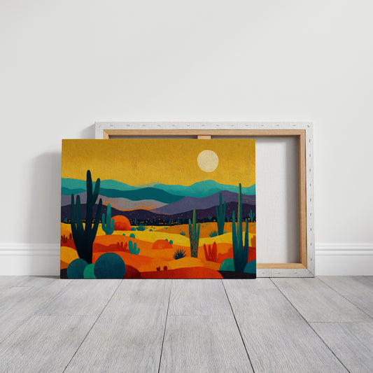 Saguaros Dance Under Golden Moons
