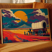 Prairie Wagons Chase Mountain Sunsets