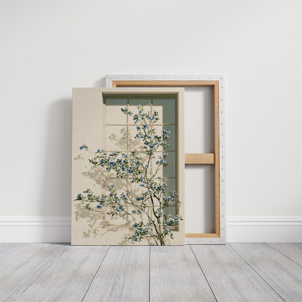 Blue Blossoms at the Windowpane