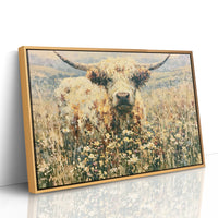 Highland Cow in Wildflowers