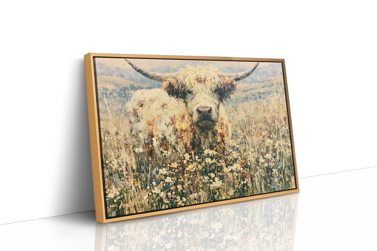 Highland Cow in Wildflowers