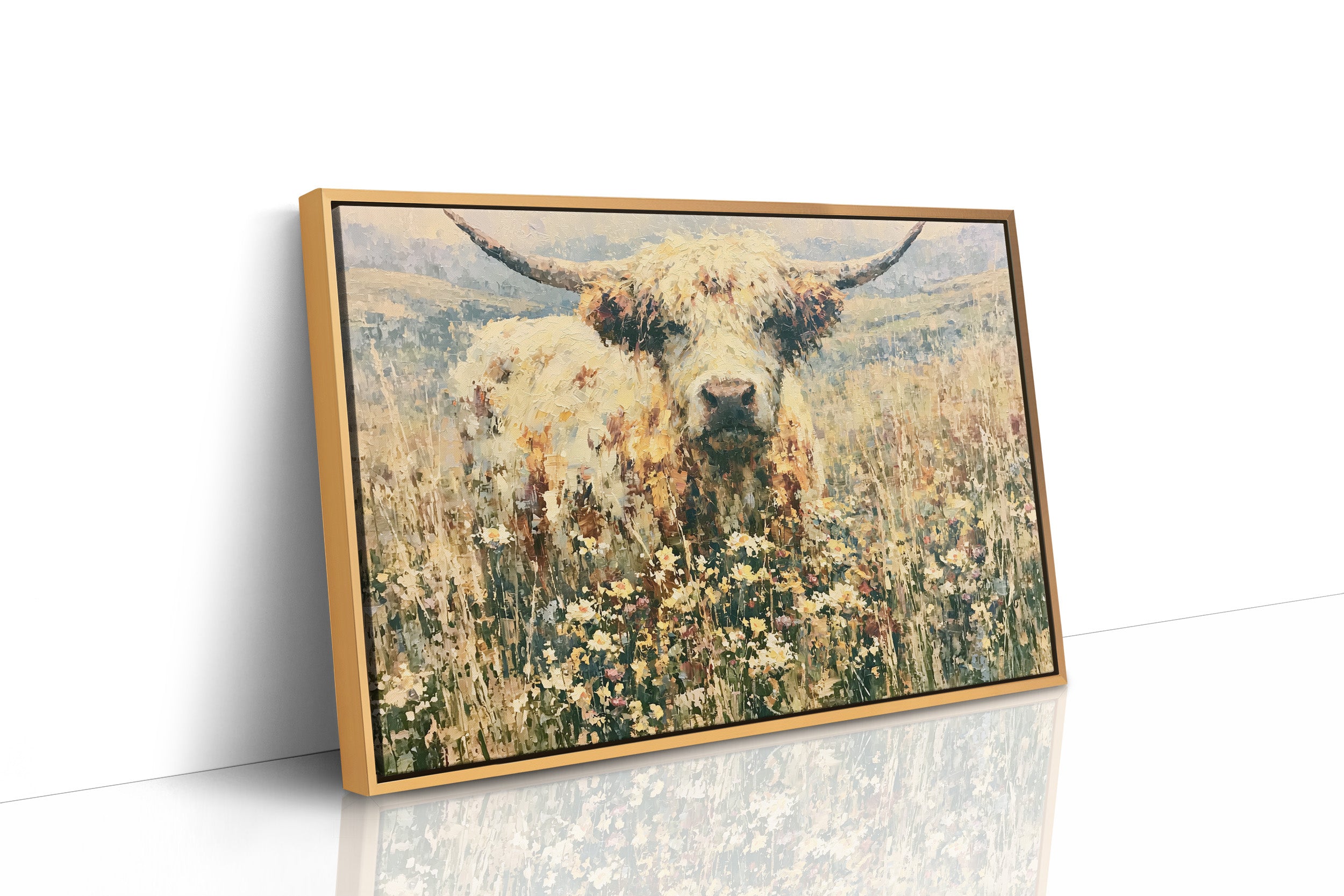 Highland Cow in Wildflowers