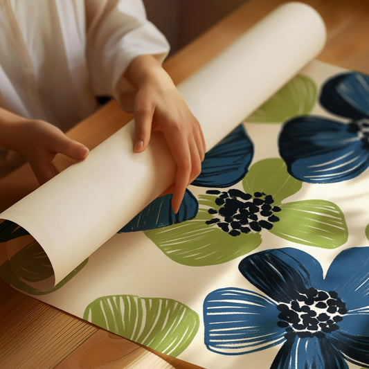 Summer Blossoms Drift In Navy