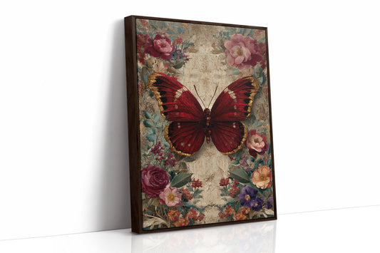 Crimson Wings Among Blossoms