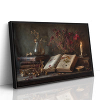 Candlelit Pages Among Pressed Flowers