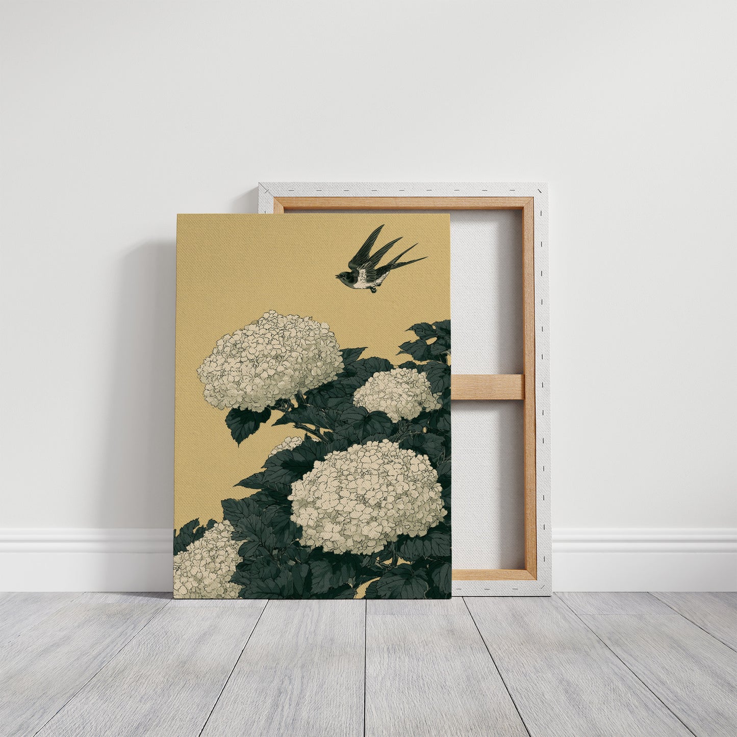 Swallow Over Golden Hydrangea