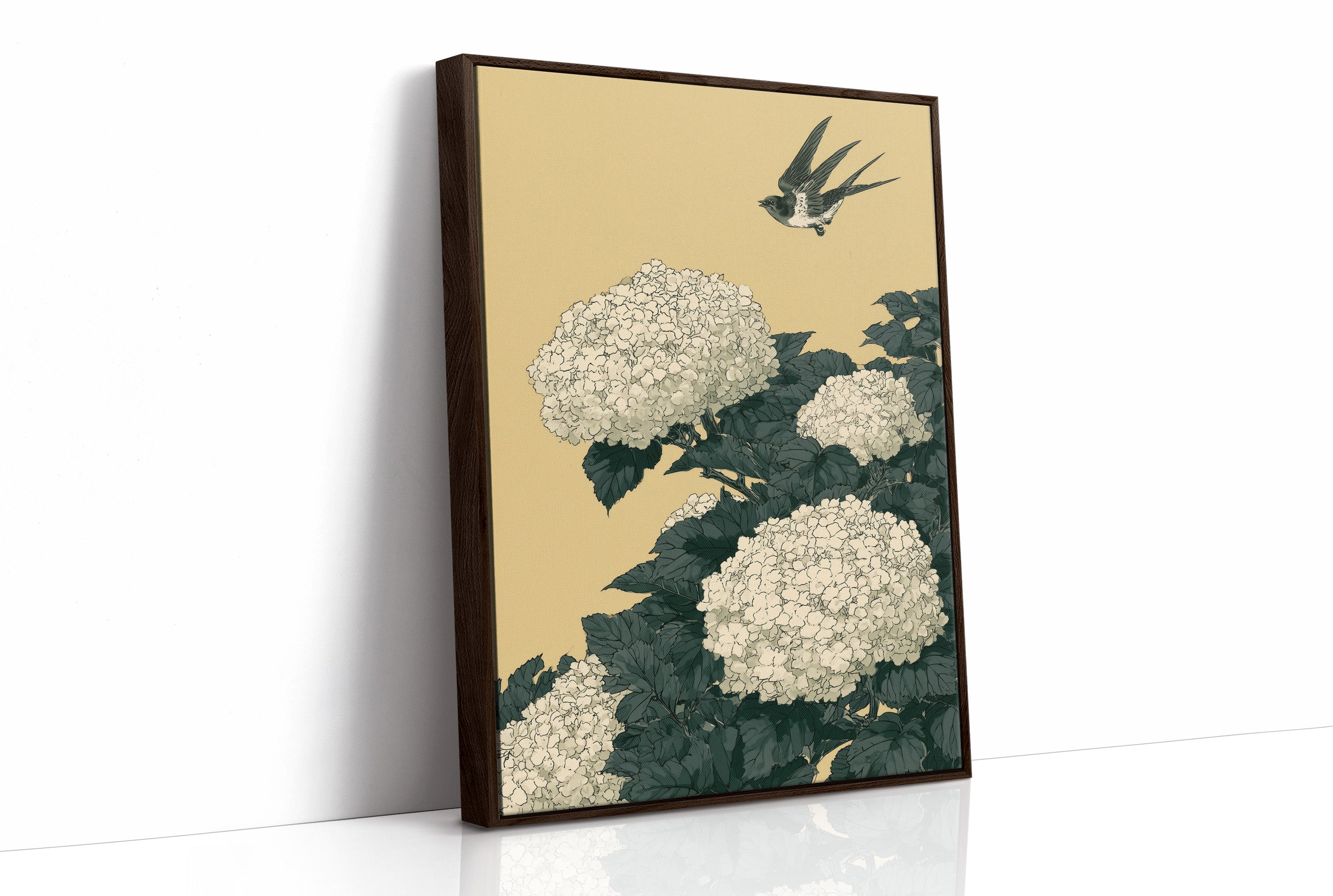 Swallow Over Golden Hydrangea