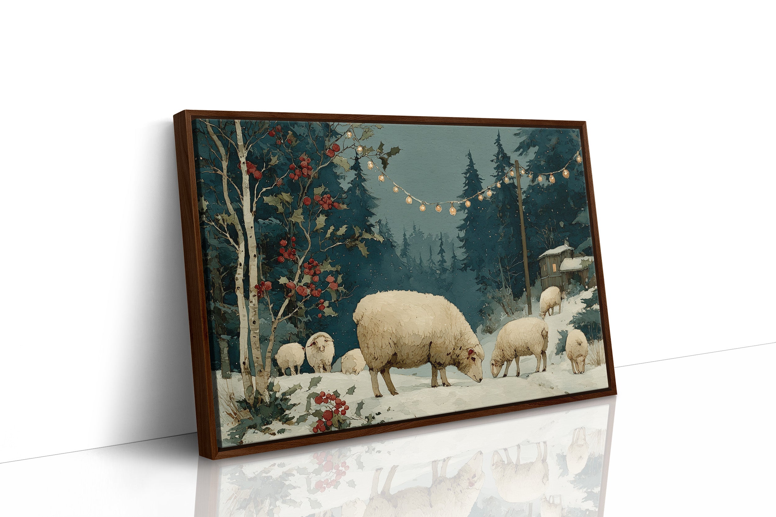 Sheep Under Winter Lights