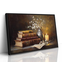 Scholar's Candlelight Among Dusty Tomes