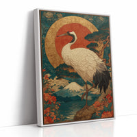 Noble Crane Greets Rising Sun