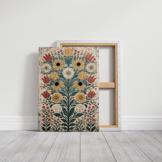 Black-Eyed Susans on Weathered Wood