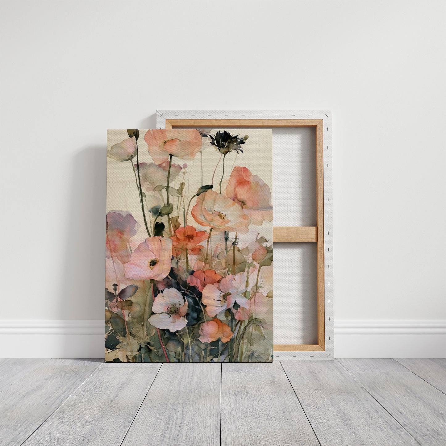 Poppies in Coral Wash