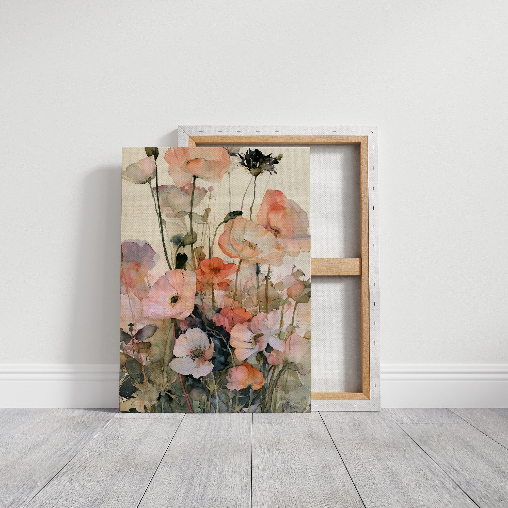 Poppies in Coral Wash
