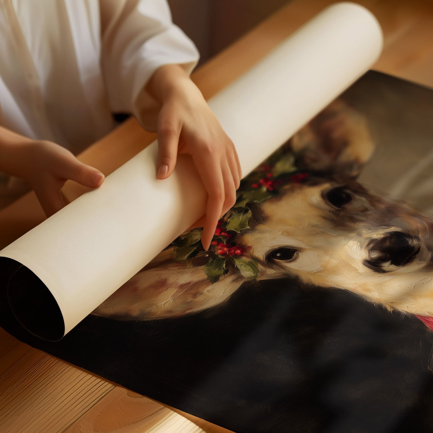 December's Gift Wears Holly Crown