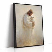 Tender Shepherd Holds Lost Lamb