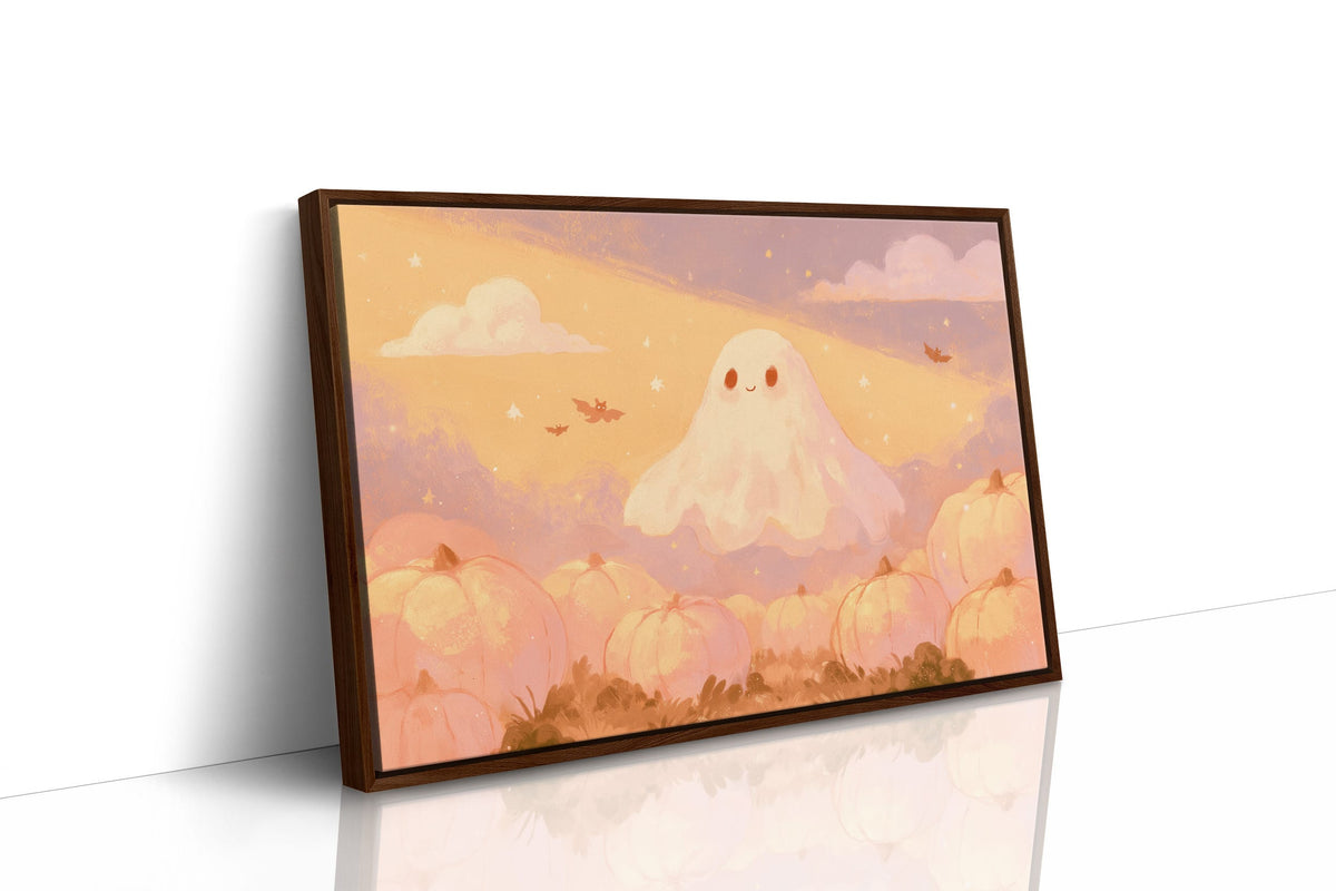 Sweet Ghost Over Pumpkin Field