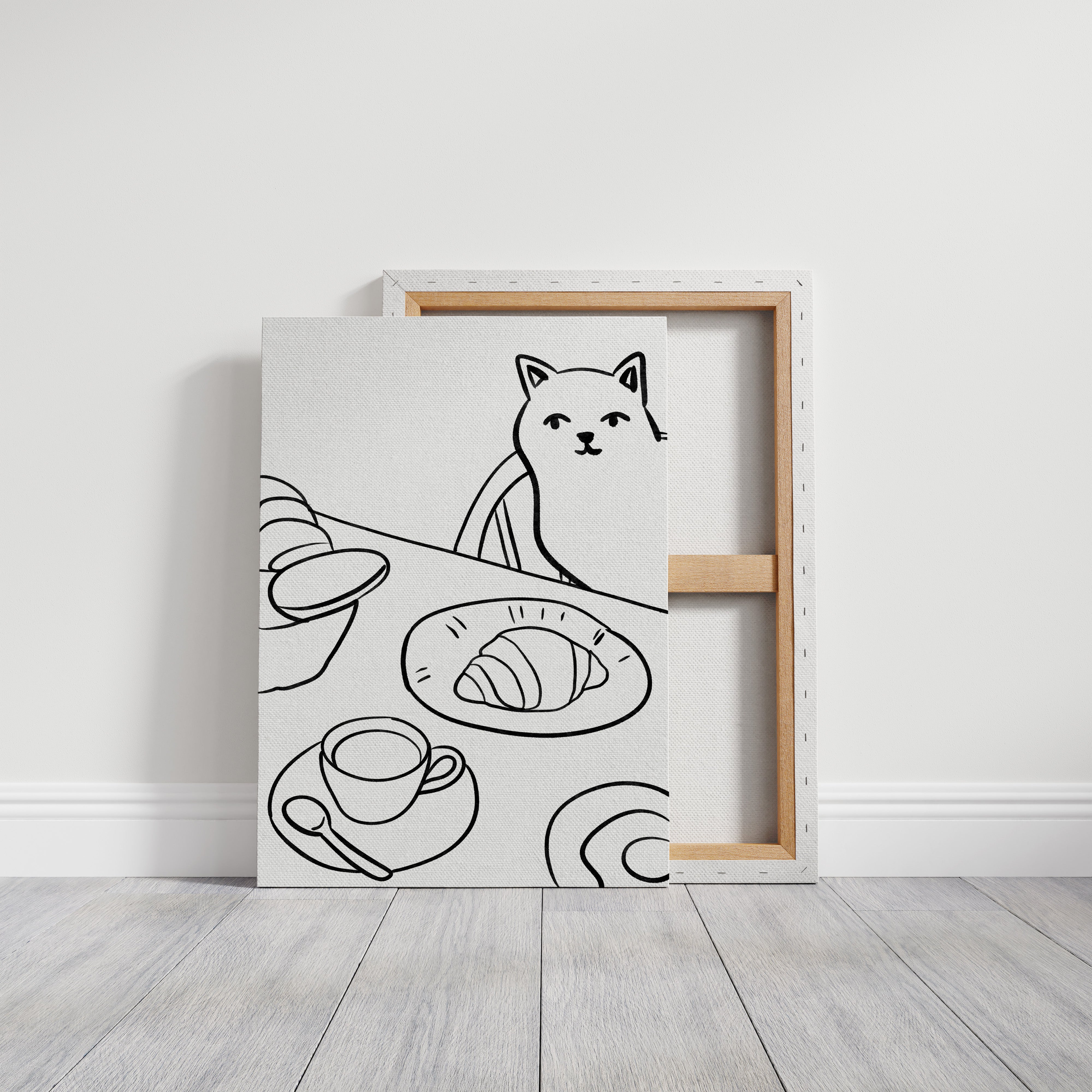Morning Croissants Tempt Curious Cat