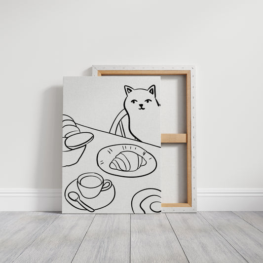 Morning Croissants Tempt Curious Cat