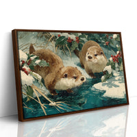 Two Otters, One Winter Stream