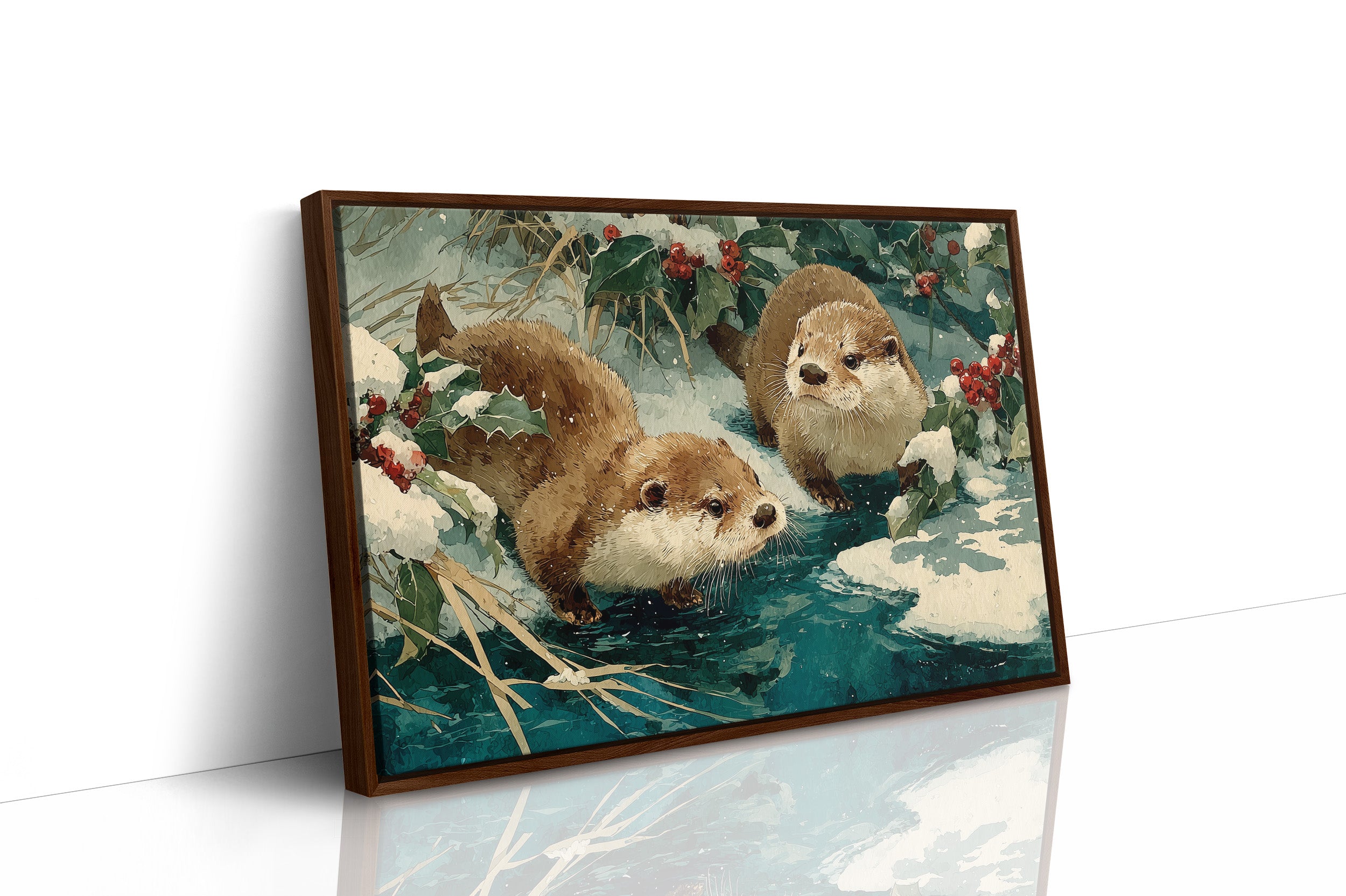 Two Otters, One Winter Stream