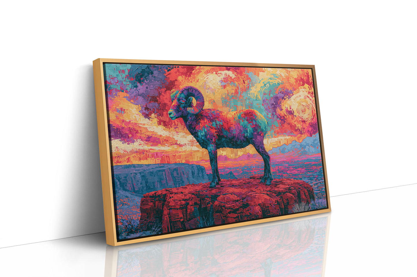 Bighorn Ram, Canyon Sky Ablaze