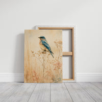 Bluebird in the Dried Wildflowers