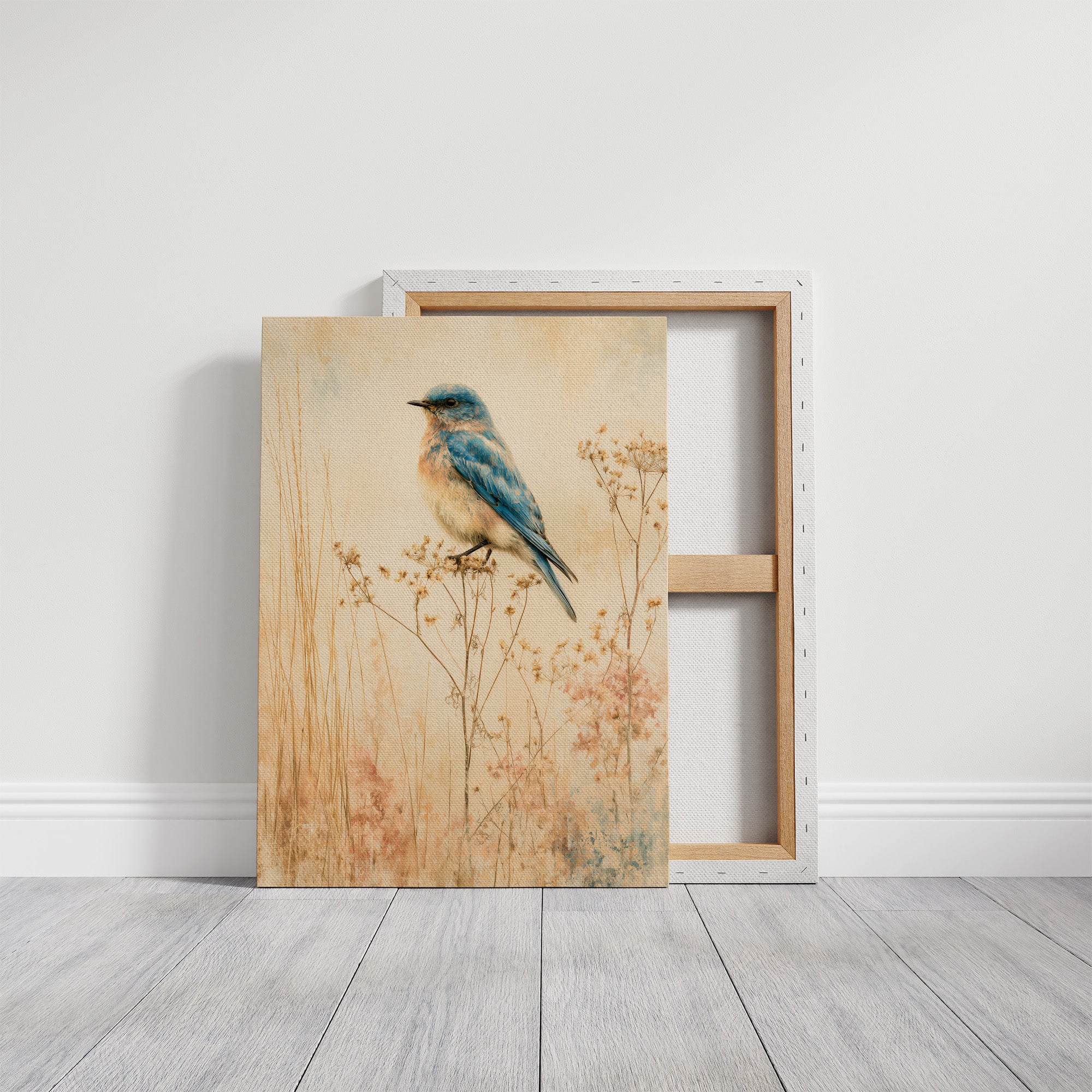 Bluebird in the Dried Wildflowers
