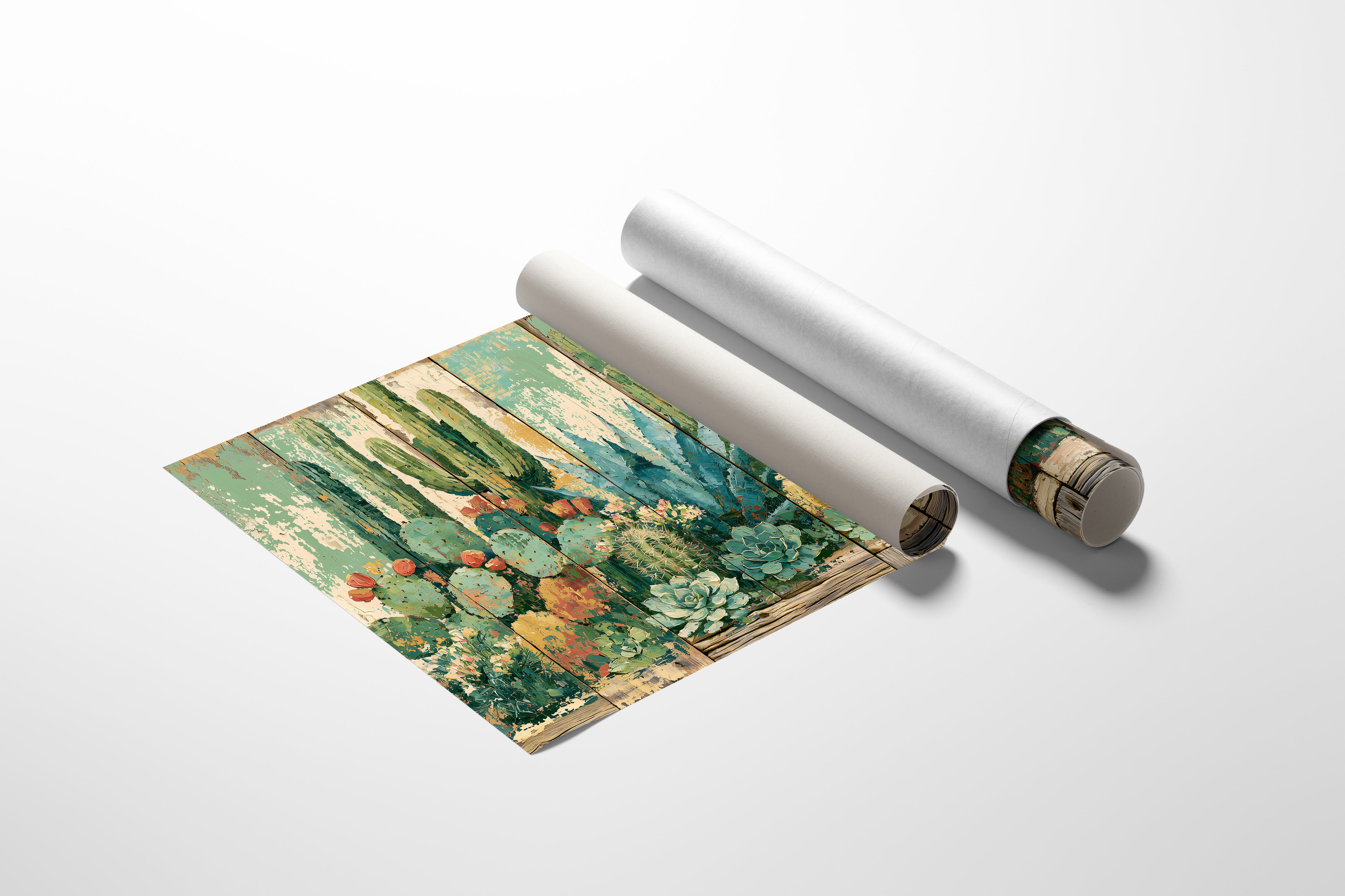 Desert Garden on Weathered Wood
