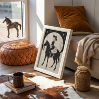 Moonlit Cowgirl Rides Among Stars