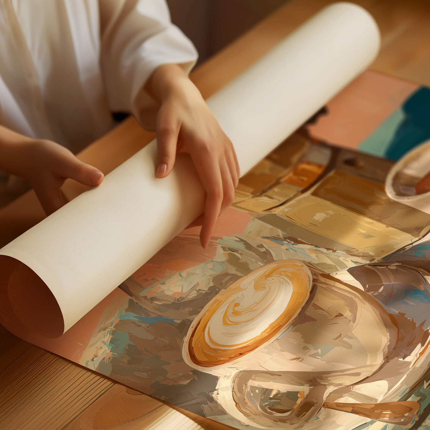 Golden Hour Brews On Painted Linen