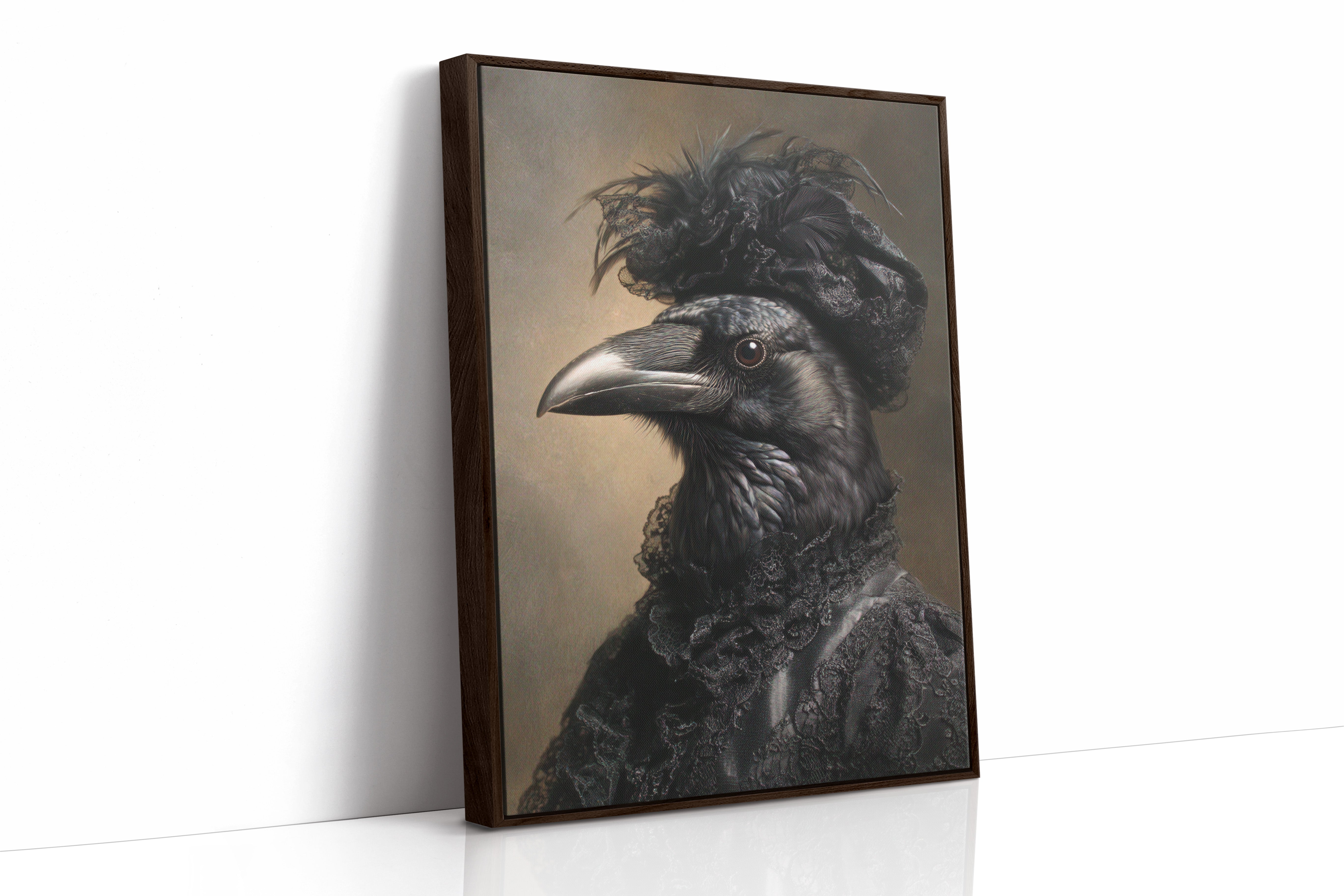 Elegantly Dressed Raven in Lace