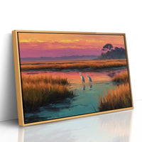 Herons at Marsh Sunset