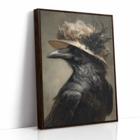 Regal Raven in a Floral Hat