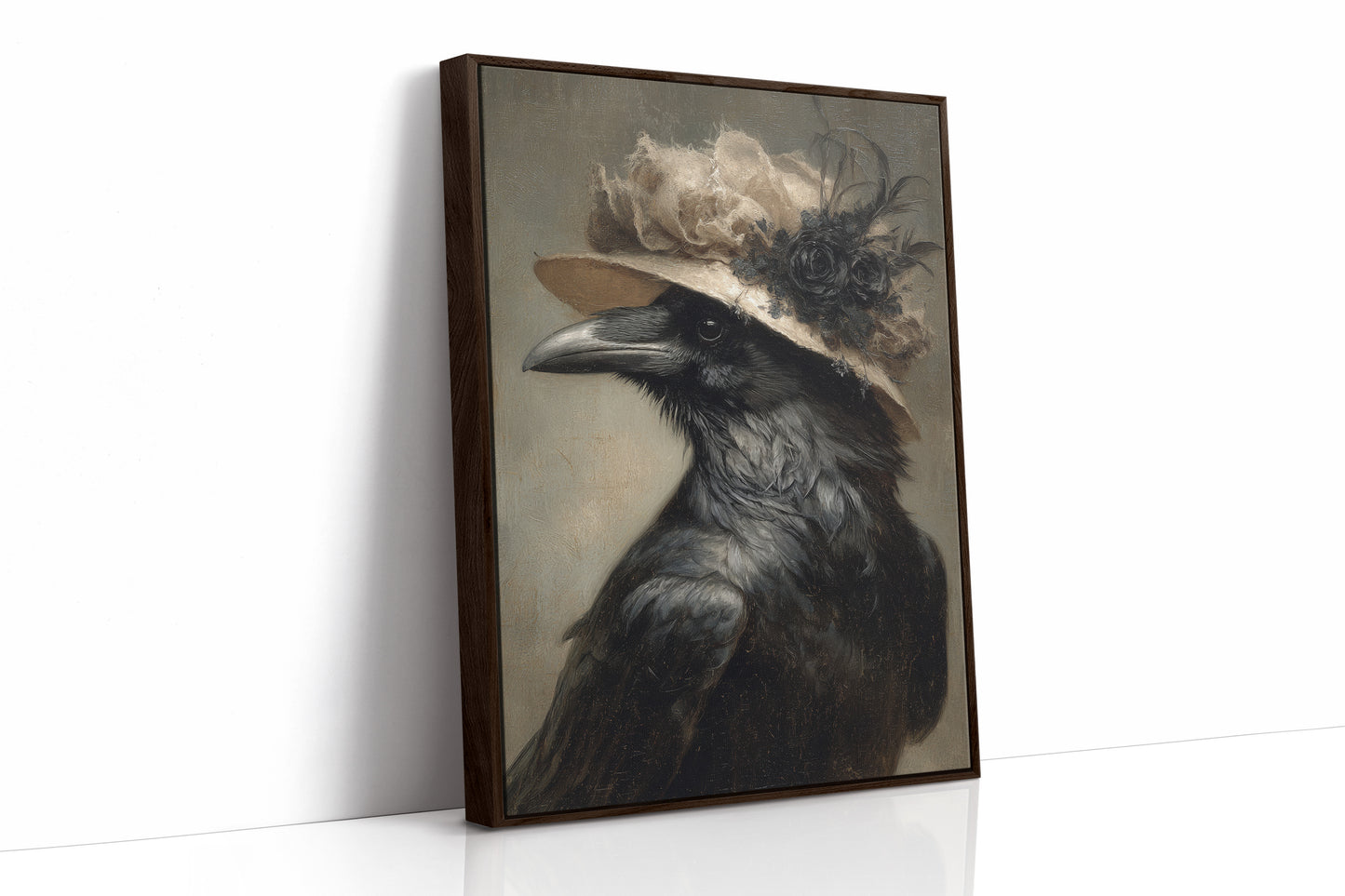 Regal Raven in a Floral Hat