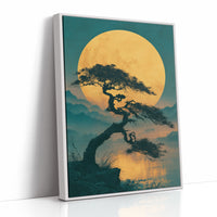 Bonsai Beneath the Golden Moon