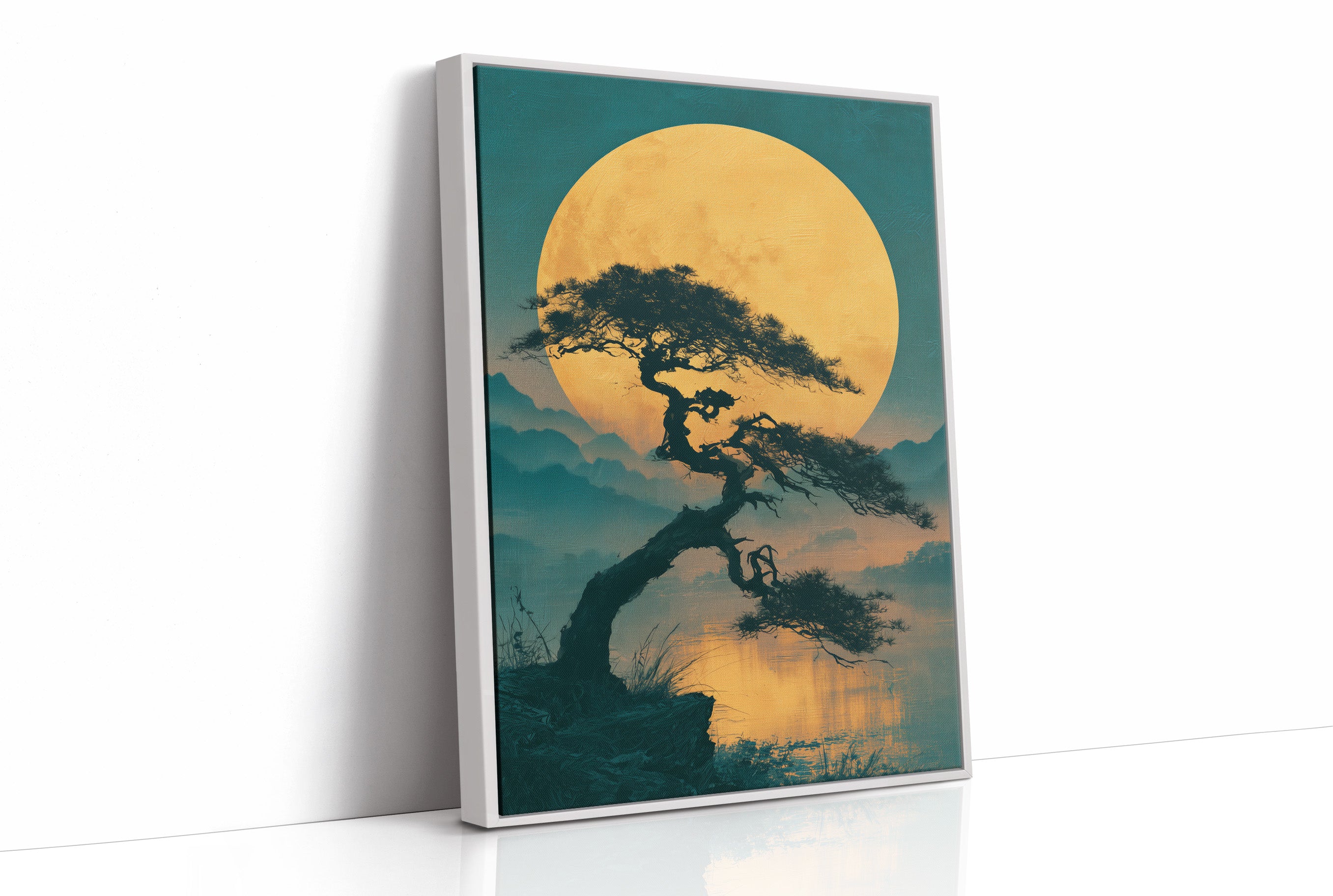 Bonsai Beneath the Golden Moon