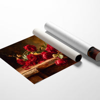 Crimson Blooms Among Literary Treasures