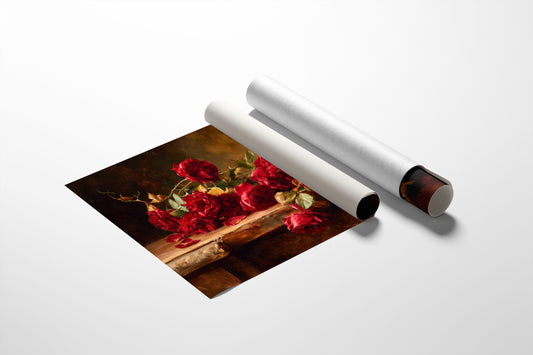 Crimson Blooms Among Literary Treasures