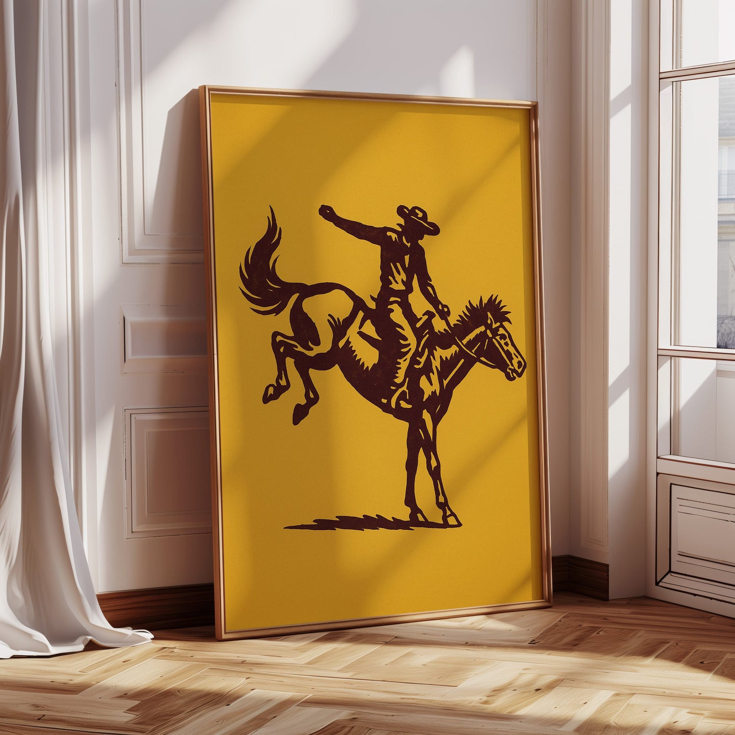 Vintage Rodeo Cowboy Silhouette Print