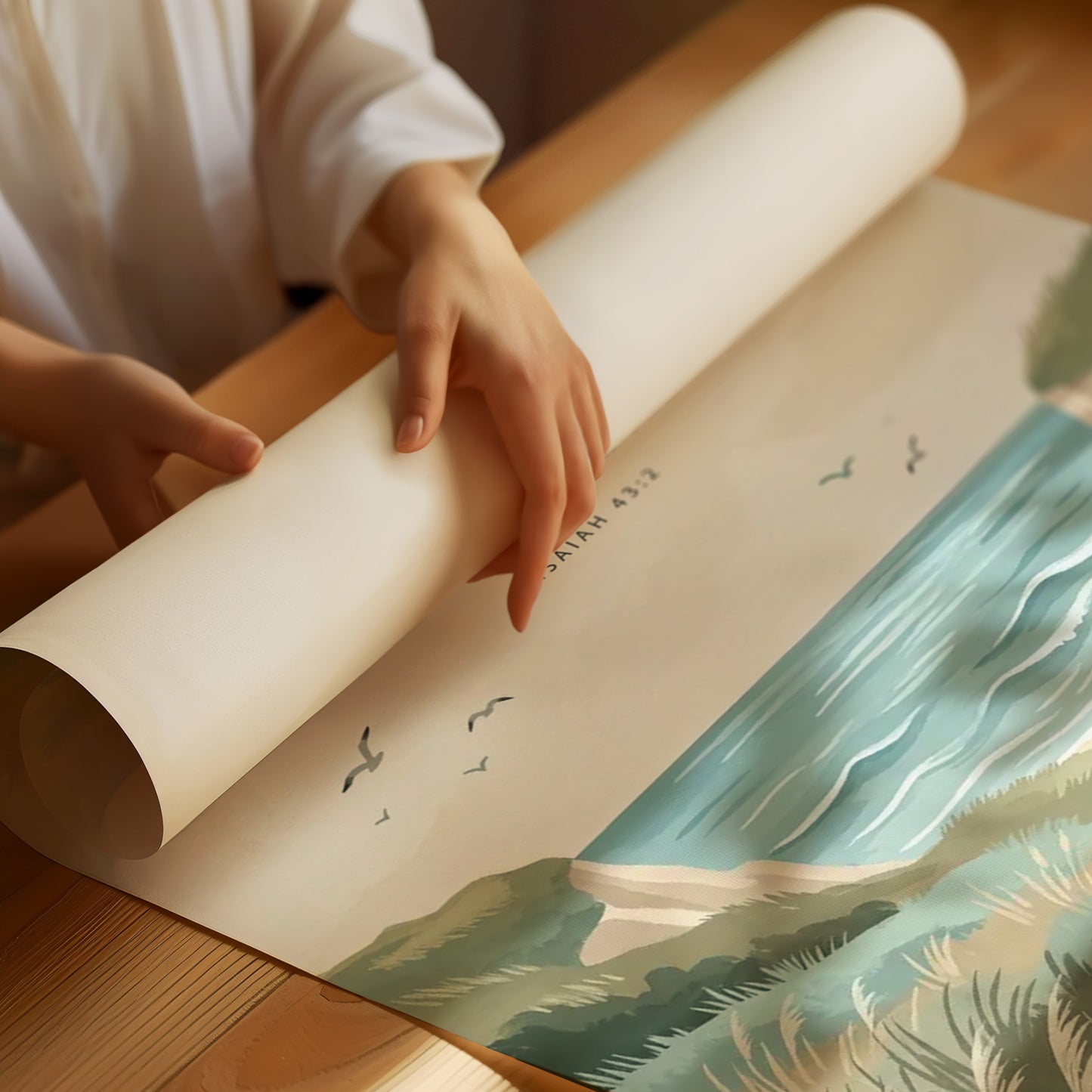 Through the Waters: Coastal Path Scripture Print