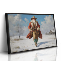 Frontier Santa Rides Through Winter Snow